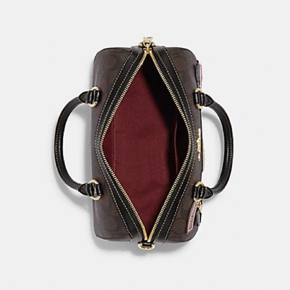 NWT！COACH ROWAN SATCHEL IN SIGNATURE CANVAS WITH SKI PATCHES (COACH CE592) - Picture 12 of 14